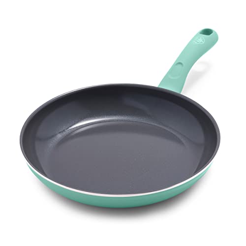 GreenLife Soft Grip Diamond Healthy Ceramic Nonstick, 8" Frying Pan Skillet, PFAS-Free, Dishwasher Safe, Turquoise