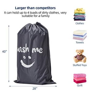NICOGENA Wash Me Laundry Bag 2 packs, 28x40 inches Rips & Tears Resistant Large Dirty Clothes Storage Bag, Machine Washable, Heavy Duty Laundry Hamper Liner for College Students, Sky Blue&Gray