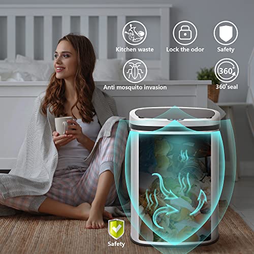 Innovaze 13 Gal./50 Liter Stainless Steel Oval Motion Sensor Trash Can for Kitchen