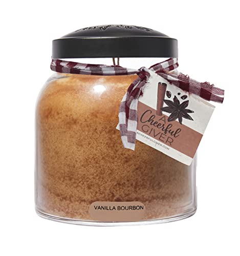 A Cheerful Giver - Vanilla Bourbon - 34oz Papa Scented Candle Jar with Lid - Keepers of The Light - 155 Hours of Burn Time, Gift Candle, Brown