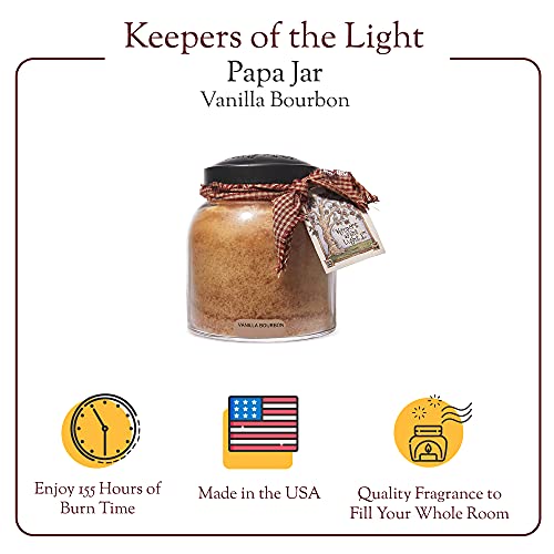 A Cheerful Giver - Vanilla Bourbon - 34oz Papa Scented Candle Jar with Lid - Keepers of The Light - 155 Hours of Burn Time, Gift Candle, Brown