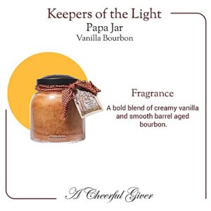 A Cheerful Giver - Vanilla Bourbon - 34oz Papa Scented Candle Jar with Lid - Keepers of The Light - 155 Hours of Burn Time, Gift Candle, Brown