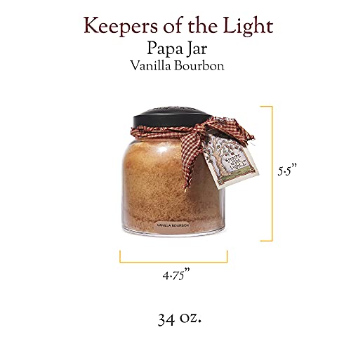 A Cheerful Giver - Vanilla Bourbon - 34oz Papa Scented Candle Jar with Lid - Keepers of The Light - 155 Hours of Burn Time, Gift Candle, Brown