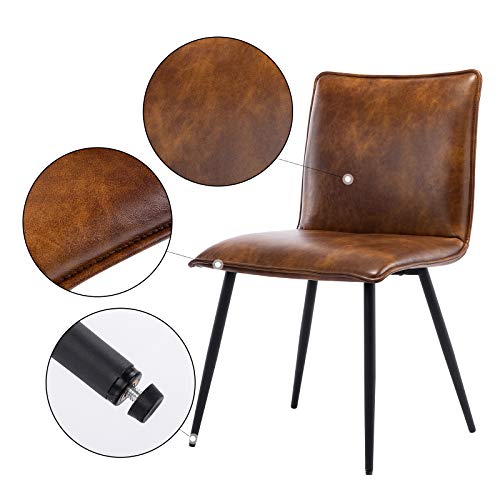 DUHOME PU Leather Dining Chairs Kitchen Chairs Set of 4 Side Chair for Dining Room Living Room Yellowish-Brown