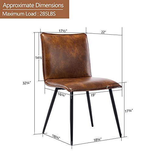 DUHOME PU Leather Dining Chairs Kitchen Chairs Set of 4 Side Chair for Dining Room Living Room Yellowish-Brown