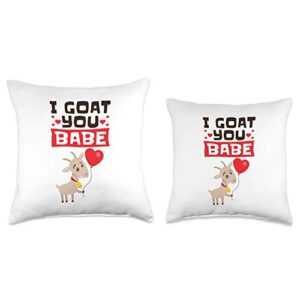 Goat Valentine's Day Gifts Valentine I Goat You Babe Throw Pillow, 16x16, Multicolor