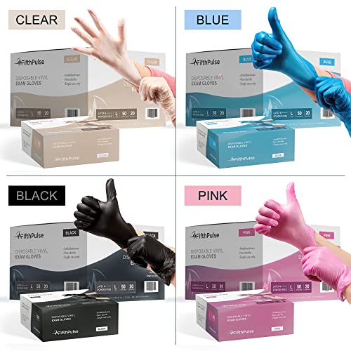 Pink Vinyl Disposable Gloves Medium 50 Pack - Latex Free, Powder Free Medical Exam Gloves - Surgical, Home, Cleaning, and Food Gloves - 3 Mil Thickness