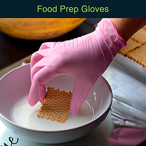 Pink Vinyl Disposable Gloves Medium 50 Pack - Latex Free, Powder Free Medical Exam Gloves - Surgical, Home, Cleaning, and Food Gloves - 3 Mil Thickness