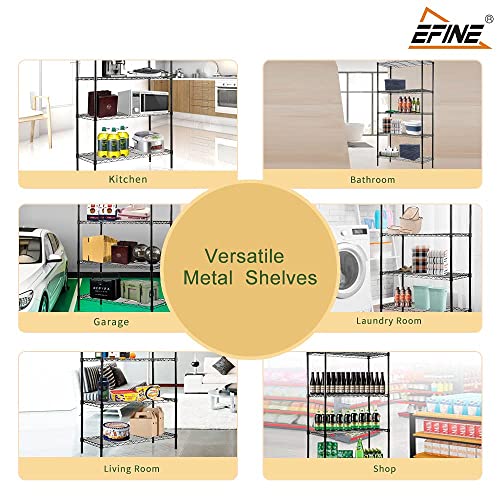 EFINE 2-Pack 5-Shelf Shelving Unit, Adjustable, Heavy Duty Carbon Steel Wire Shelves, 150lbs Loading Capacity Per Shelf, Units and Storage for Kitchen Garage (30W x 14D 60H) Black, S200-5X2