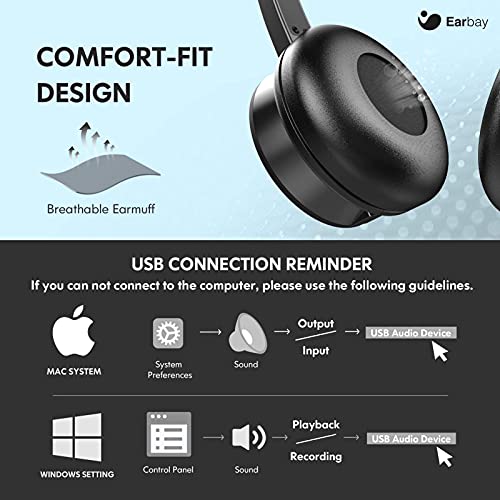 USB Computer Headset with Microphone for Laptop PC,3.5mm Wired Stereo Call Center Headset with Microphone Noise Cancelling, Corded Desktop Headphones with Mic & Mute for Office/Telework/Home/Kids/Zoom