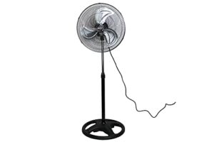 k tool international 77733; 18 inch pedestal fan; for commercial and residential use, 3 speed motor, wide fan blades designed for quiet operation, adjustable height pedestal, 1,810 max cfm, black