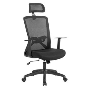 unicoo - office chair ergonomic high back swivel chair, mesh computer chair, office task desk chair with lumbar support, backrest and headrest (w-215c black)