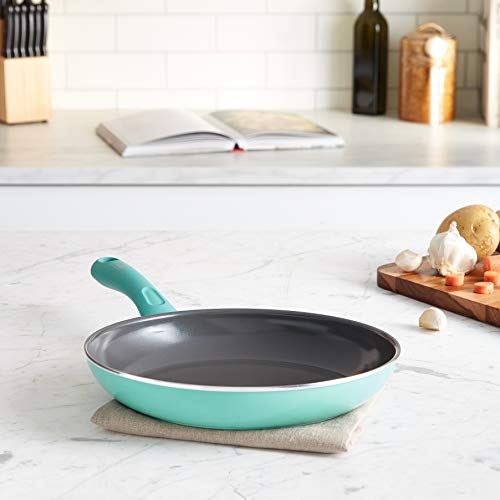 GreenLife Soft Grip Diamond Healthy Ceramic Nonstick, 10" Frying Pan Skillet, PFAS-Free, Dishwasher Safe, Turquoise