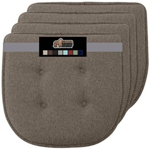 gorilla grip tufted memory foam chair cushions, set of 4 comfortable pads for dining room, slip resistant backing, washable kitchen table, office chairs, computer desk seat pad cushion, 16x17 latte