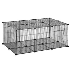 pawhut pet playpen small animal cage 22 panels portable metal wire yard fence with door for rabbit chinchilla hedgehog guinea pig