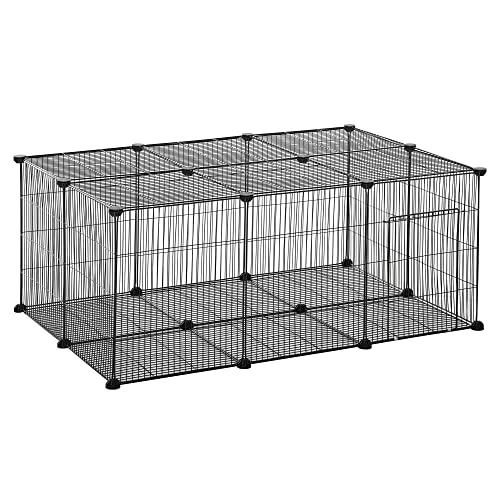 PawHut Pet Playpen Small Animal Cage 22 Panels Portable Metal Wire Yard Fence with Door for Rabbit Chinchilla Hedgehog Guinea Pig