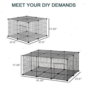 PawHut Pet Playpen Small Animal Cage 22 Panels Portable Metal Wire Yard Fence with Door for Rabbit Chinchilla Hedgehog Guinea Pig