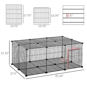 PawHut Pet Playpen Small Animal Cage 22 Panels Portable Metal Wire Yard Fence with Door for Rabbit Chinchilla Hedgehog Guinea Pig