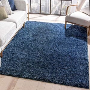 well woven frederik dark blue | thick nordic shag | solid color area rug 5x7 (5'3" x 7'3")
