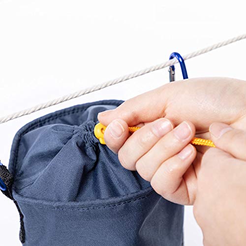 Clothespin Holder Bag Outdoor, Large-capacity Mesh Clothespin Storage Organizer with Hook, Drawstring Closure, Ventilation and machine washable for storing clothes clips, socks and toys