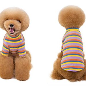 HOODDEAL Dog Striped Shirt Breathable Stretchy Puppy Bottoming T-Shirts Cozy Soft Cotton Knitted Elastic Pet Clothes Cat Costumes (XXL)