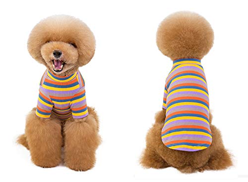 HOODDEAL Dog Striped Shirt Breathable Stretchy Puppy Bottoming T-Shirts Cozy Soft Cotton Knitted Elastic Pet Clothes Cat Costumes (XXL)