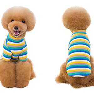 HOODDEAL Dog Striped Shirt Breathable Stretchy Puppy Bottoming T-Shirts Cozy Soft Cotton Knitted Elastic Pet Clothes Cat Costumes (XXL)