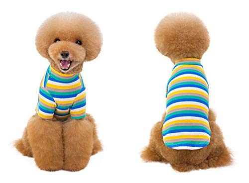 HOODDEAL Dog Striped Shirt Breathable Stretchy Puppy Bottoming T-Shirts Cozy Soft Cotton Knitted Elastic Pet Clothes Cat Costumes (XXL)