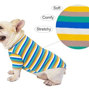 HOODDEAL Dog Striped Shirt Breathable Stretchy Puppy Bottoming T-Shirts Cozy Soft Cotton Knitted Elastic Pet Clothes Cat Costumes (XXL)