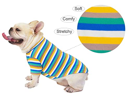 HOODDEAL Dog Striped Shirt Breathable Stretchy Puppy Bottoming T-Shirts Cozy Soft Cotton Knitted Elastic Pet Clothes Cat Costumes (XXL)