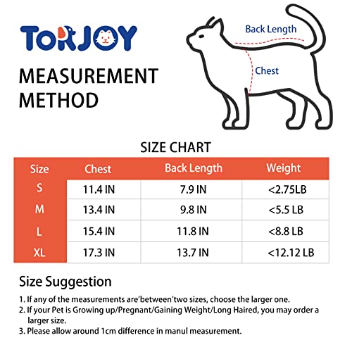 TORJOY Cat Professional Surgical Recovery Suit,E-Collar Alternative for Cats Dogs,After Surgery Wear, Pajama Suit,Home Indoor Pets Clothing (M (6-8 1bs), Lemon)