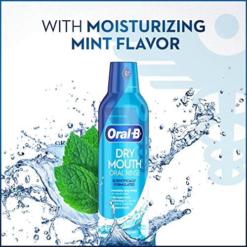 Oral-B Dry Mouth Oral Rinse Mouthwash, Moisturizing Mint, 16 Fl Oz