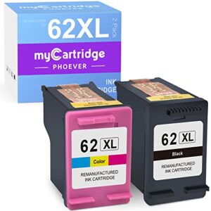 myCartridge PHOEVER Remanufactured Ink Cartridge Replacement for HP 62XL 62 XL for OfficeJet 200 250 Envy 5660 7640 7645 5740 5540 5642 5746 5642 5643 5745 5640 8000 Printer (Black, Tri-Color)