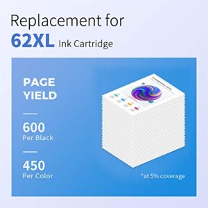 myCartridge PHOEVER Remanufactured Ink Cartridge Replacement for HP 62XL 62 XL for OfficeJet 200 250 Envy 5660 7640 7645 5740 5540 5642 5746 5642 5643 5745 5640 8000 Printer (Black, Tri-Color)