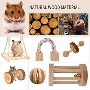 McFeddy Guinea Pigs Rabbits Hamster Chew Toys 10 Pcs of Wooden Small Animal Cage Accessories Organic Apple Wood Activity Toy Exercise wheelTeeth Molars Pet ball Suitable for Mouse Chinchillas Bird etc