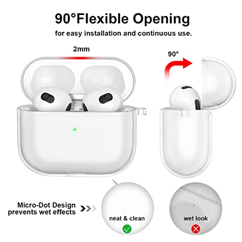 RESTONE Case for Air-Pods 3 Gen Cover 2021 Generation, Clear Silicone Protective Case with Cute Key-Chain for Women Men, Crystal