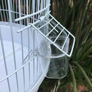 Round Bird Hook Cage with Stand for Finch Canary Cockatiel Parakeet Dome Top, Cage Only Dimension: 16" Diameter x 28" H, Cage and Stand: 16" D X 57" H (16" D X 57" H, White)