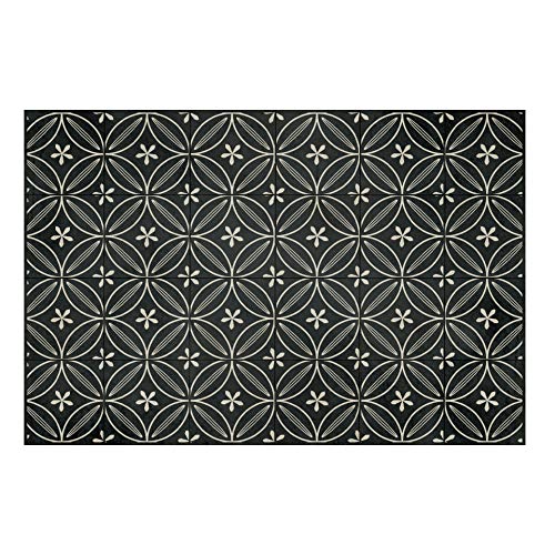 Carolina Creekhouse Grace FloorFlat (042087CI) | Decorative Vinyl Floor Covering | Lay Flat | Durable | No Curling Edges | Waterproof | Easy Clean | Wipeable | Eco-Friendly | 3’ x 5’ Mat | Black Beige