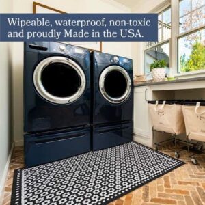 Carolina Creekhouse Grace FloorFlat (042087CI) | Decorative Vinyl Floor Covering | Lay Flat | Durable | No Curling Edges | Waterproof | Easy Clean | Wipeable | Eco-Friendly | 3’ x 5’ Mat | Black Beige