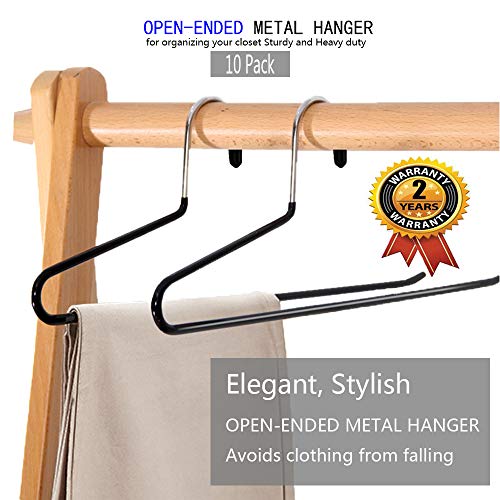 Slack/Trousers Pants Hangers - 10 Pack - Strong and Durable Anti-Rust Chrome Metal Hangers (White)