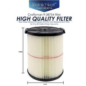 Replacement Cartridge Filter for Craftsman 9-38754 Red Stripe General Purpose for 5 to 20 Gallon shop vacuums CMXZVBE38754