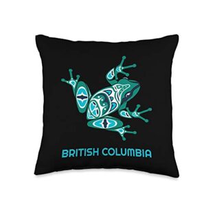 british columbia pnw native green frog british columbia frog native pacific nw canada throw pillow, 16x16, multicolor