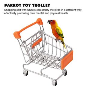 TangXSTAR 4 Pieces Bird Intelligence Toy Set Include Shopping Cart Basketball Stacking Ring Toy Skateboard Parrot Intelligence Bird Training Toy