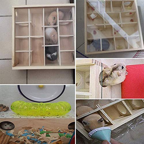 TangXSTAR Hamster Labyrinth Puzzle Toy Wooden Maze Tunnel Toy with Glass Cover for Small Hamster Mice Gerbils