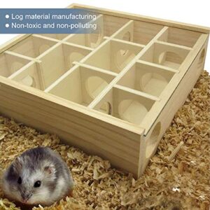 TangXSTAR Hamster Labyrinth Puzzle Toy Wooden Maze Tunnel Toy with Glass Cover for Small Hamster Mice Gerbils