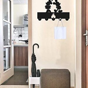 Key Hooks Black for Wall 5-Hooks Wooden Key Holder for Wall Home Decoration for Living Room Hook Entryway and Living Room Key Hanger for Kitchen Wall Key Holder