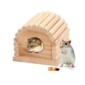 duany store mini wooden hamster house, 11x10x9cm small animal nesting habitat，hamster house wooden hut play toys chews
