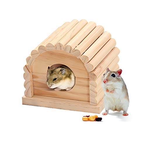 DUANY STORE Mini Wooden Hamster House, 11x10x9cm Small Animal Nesting Habitat，Hamster House Wooden Hut Play Toys Chews