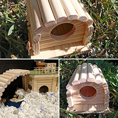 DUANY STORE Mini Wooden Hamster House, 11x10x9cm Small Animal Nesting Habitat，Hamster House Wooden Hut Play Toys Chews