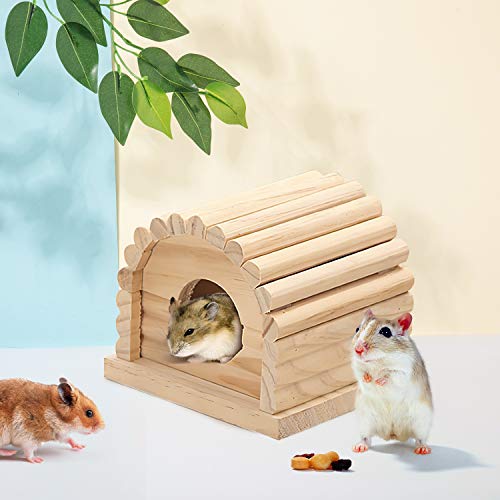 DUANY STORE Mini Wooden Hamster House, 11x10x9cm Small Animal Nesting Habitat，Hamster House Wooden Hut Play Toys Chews